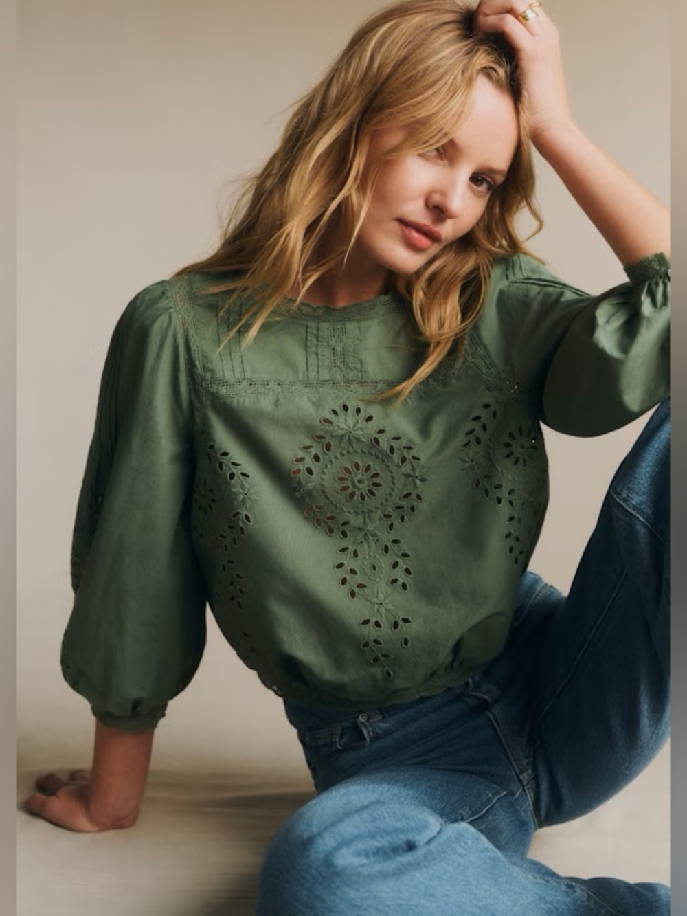 Sezane Enea blouse in sage